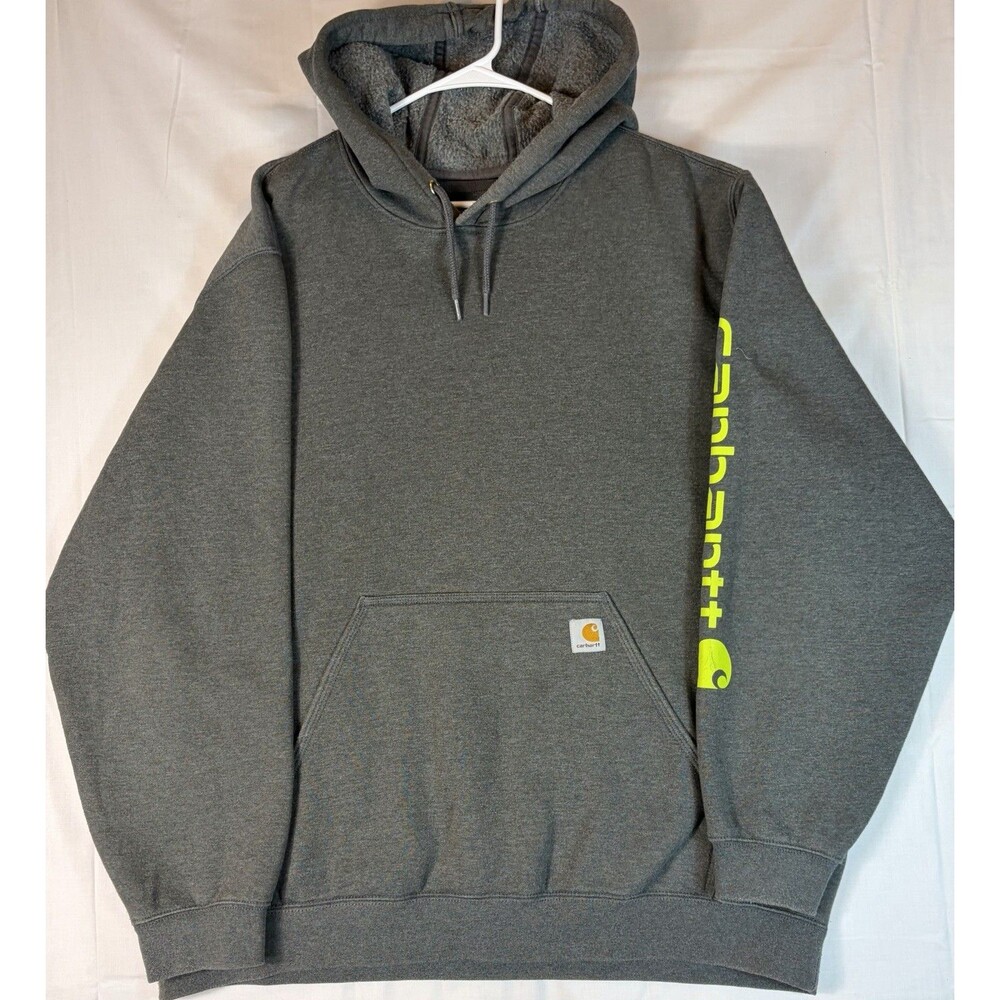 Carhartt Logo Hoodie L/S TS0288 Loose Fit Work Worn Gray Men’s 2XL